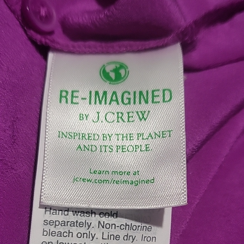 J. Crew Purple 100% Silk Ruffle Blouse Women's Large - Picture 10 of 12